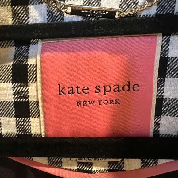 Kate Spade Gingham Trench Coat SZ S - Picture 3 of 7